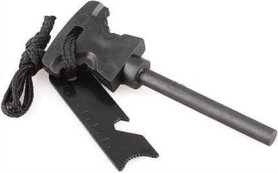 Vuurstarter - 3-1 survivaltool - Magnesiumstick - Flesopener - Liniaal - Outdoor gereedschap - Zwart - Jonyx