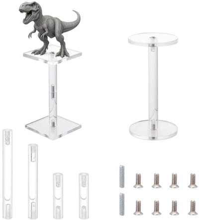 Dailygoods- Model Riser - Acryl Display Standaard - 2 Stuks - Hoogtes 8,4/10,4 cm - Vliegende Miniaturen - Transparant Materiaal - 2 Inch Vierkante Bases - Displaystandaard