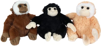 PIA Soft Toys-Set van 3 Pluche Gibbon Knuffels 3 ass. 15 cm
