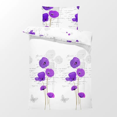 Dekbedovertrek 100% Katoen Premium - 140 x 200cm - 1 persoon - Coquelicots Violet