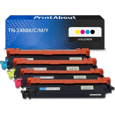 PrintAbout huismerk Toner TN-248BK/C/M/Y 4-kleuren Multipack Geschikt voor Brother