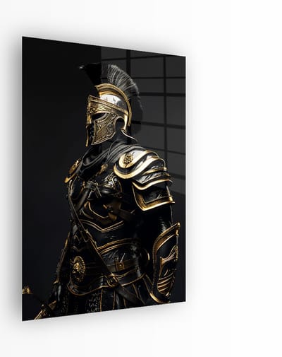 Indoorart - Glasschilderij Black Gladiator 40x60 CM - Afbeelding op plexiglas - Inclusief montagemateriaal