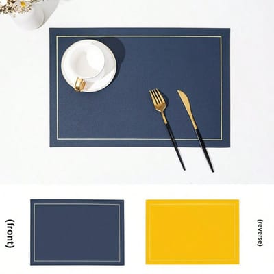 Effen leren placemat, hittebestendige mat, anti-brandwonden tafelmat, dubbelzijdige tweekleurige placemat, waterdichte en oliebestendige tafelmat