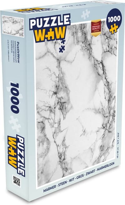 Puzzel Marmer - Steen - Wit - Grijs - Zwart - Marmerlook - Legpuzzel - Puzzel 1000 stukjes volwassenen