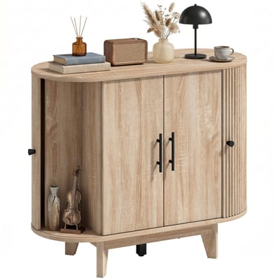 HOMCOM Dressoir - MDF, Staal - 90 x 40 x 76 cm - Eikenhout