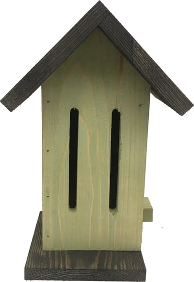 Vlinder- huis - van hout- goen met zwart dak en zwart onderkant- 1 stuk