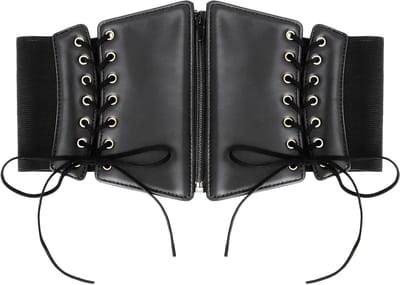 Zwart korset voor dames, elastische tailleriem voor kostuums, ideaal voor Halloween en carnaval, maat 60-80 cm