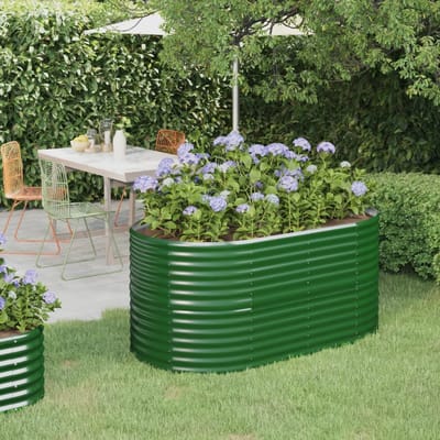 vidaXL - Plantenbak - 152x80x68 - cm - gegalvaniseerd - staal - groen