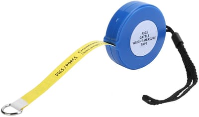 Dailygoods- Gewichtsmeetlint waterdicht - PVC-meetlint - Varkens/runderen - Automatisch intrekbaar - Scheurvast - Compact en eenvoudig op te bergen - Gewichtsmeter