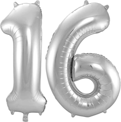 Cijfer Ballonnen Ballon Cijfer 16 Verjaardag Versiering Feest Helium Ballonnen Cijferballon Folieballon Zilver Xl Formaat