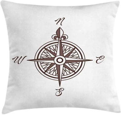 ABAKUHAUS Maritieme Kussenhoes – Dubbelzijdig Bedrukt 50x50 cm – Taupe/Wit