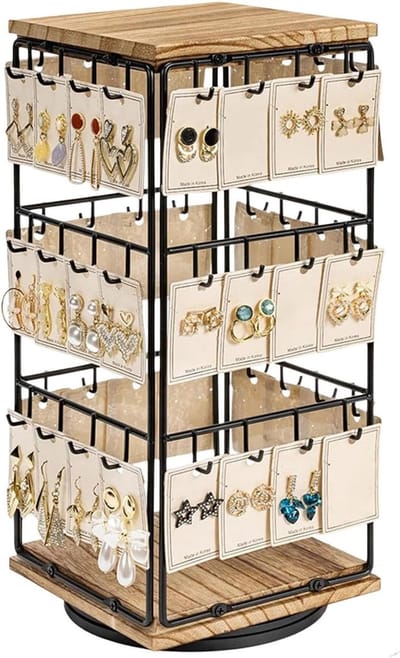 Oorbel Organizer - Sieraden Display - Sieraden Presenteren - 360 Graden Draaibaar - 48 Haken - Metaal