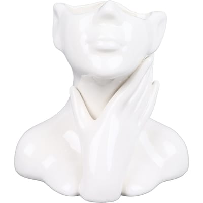Vase Visage Féminin Style Nordique Vase à Fleurs Élégant Vase à Fleurs en Céramique Lisse Décoration pour white