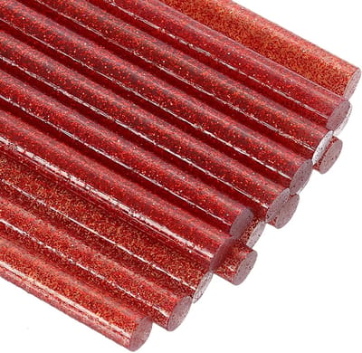 16 Stuks Mini Lijmpennen met een Diameter van 0,8 cm en 10 cm Lengte voor DIY Knutselprojecten, EVA Lijm Sticks in Felrood