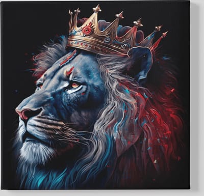 Canvas Schilderij - Dieren - Leeuw - Leeuwenkoning - 40x40x2 cm