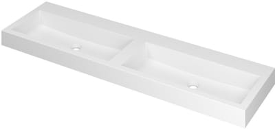 INK Momento Wastafel Polystone Dubbel Zonder Kraangaten - 1600x450x90 mm - Mat Wit