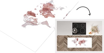 Keukenloper - Loper keuken - Wereldkaart - Marmer - Koper - 120x50 cm - Keukenloper vinyl