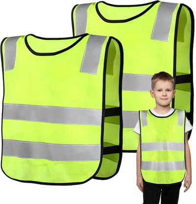 MTTproducts- Veiligheidsvest 2 Stuks - Reflecterend Vest - Veiligheidsvest Kind 6-14 Jaar - Ademend Materiaal - Hoge Zichtbaarheid - Geschikt voor Buitenactiviteiten - Reflectievest