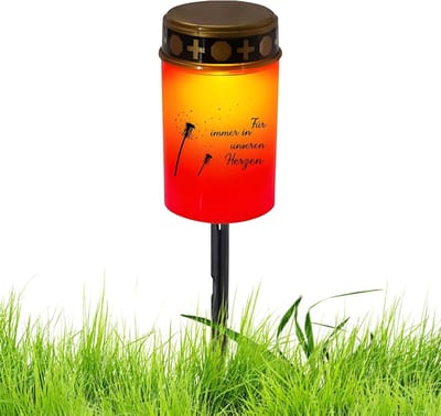 Graflicht LED - Ritueel Kaarslampje - Gedenkplaats Verlichten - Weerbestendig Design - 1 Stuk - Rood