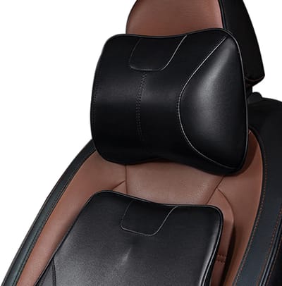 Dailygoods- Hoofdsteun auto leer - Nekkussen auto - Hoofdsteun traagschuim - Neksteunkussen gaming - Comfortabele hoofdsteun - Huidvriendelijk materiaal