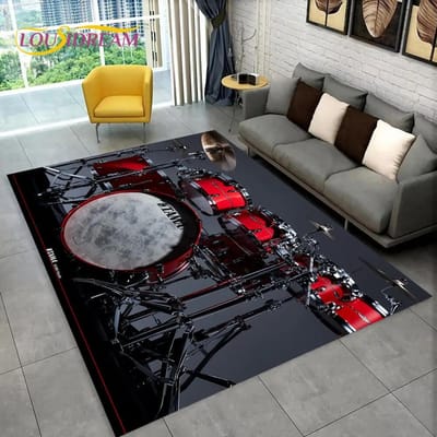 Drumstel Muziekinstrumenten Drumstel Gebied Tapijt, Tapijt voor Thuis Woonkamer Slaapkamer Bank Deurmat Keuken Decor, Antislip Vloermat 80*120cm