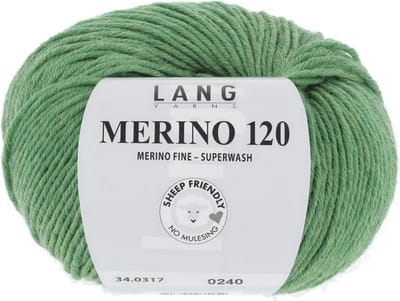 Lang Yarns Merino 120 - 317 briljantgroen mix - Merinowol Garen