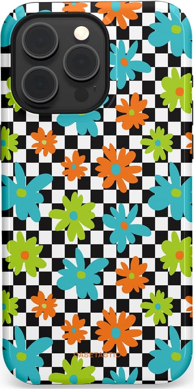 Casetastic Hoesje Geschikt voor Apple iPhone 15 Pro Max Magsafe - Stijlvolle Beschermende Duo-layer Case - Retro Bloem Power