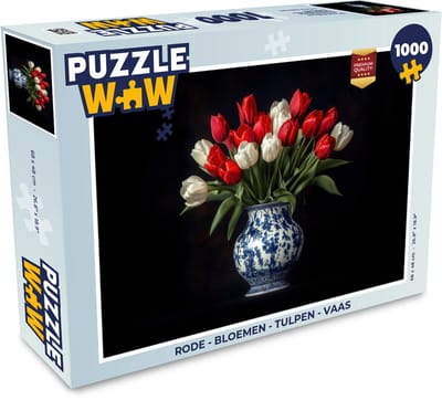 Puzzel Rode - Bloemen - Tulpen - Vaas - Legpuzzel - Puzzel 1000 stukjes volwassenen