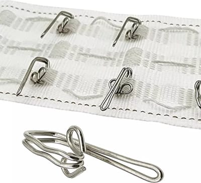 FSW-Products - 10 Stuks - Plooihaken - 2.9x1.2cm - Inschuif Kuifhaken - Kuifhaak - RVS - Profielkuifhaken - Schelphaken - Gordijnhaken - S Vorm - Plooihaak - Gordijn Haakjes - Prikhaak Gordijnband -