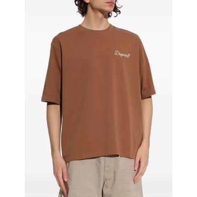 Dsquared2 t-shirt bruine man logo geborduurd