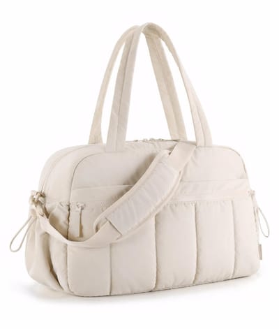 longziming -Sporttas voor dames - Toilettas voor dames op reis - Multifunctionele Weekender voor Vrouwen – Waterafstotende Geboortetas met PVC-natvak - Kofferbevestiging en Comfortabele Schouderriem - Beige