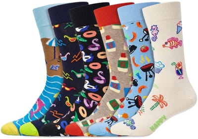 6 Paar | Happy Socks | Thema Zomer | Dames & Heren | Diverse kleuren en printjes | Maat: 41-46