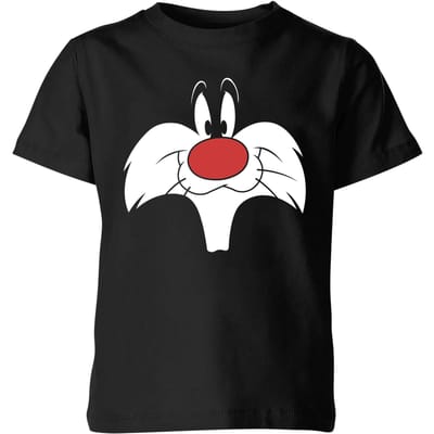 Looney Tunes Sylvester Face Kinder T-shirt - Zwart - 98/104 (3-4 jaar)