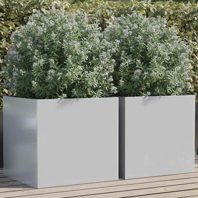 vidaXL - Plantenbakken - 2 - st - 49x47x46 - cm - gegalvaniseerd - staal - zilverkleur