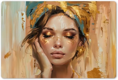 Placemats 45x30 cm - Placemat kunststof - 1 stuk - Vrouwen - Portret - Luxe - Goud - Borden onderleggers - Decoratie voor op tafel - Keuken tafeldecoratie accessoires - Vinyl onderlegger - Tafelversiering