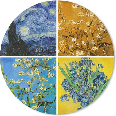 Muismat rond 20x20 cm - Mousepad Van Gogh - Sterrennacht - Collage - Ronde muismatten