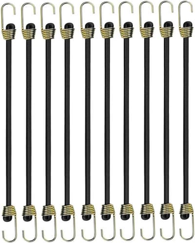 Set van 10 Spanbanden met Haken, Elastische Koppelriemen voor Bagage en Kampeerartikelen, 25 cm