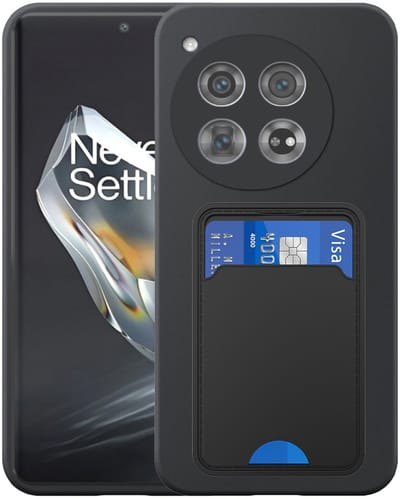 Geschikt voor OnePlus 12 Telefoonhoesje met TPU Pasjeshouder - Flexible Back Cover Case Siliconen TPU with Cardslot - Zwart - Smartphonica geschikt voor OnePlus 12