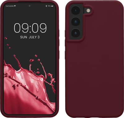 kwmobile telefoonhoesje geschikt voor Samsung Galaxy S22 - Hoesje met siliconen coating - Smartphone case in bordeaux-violet