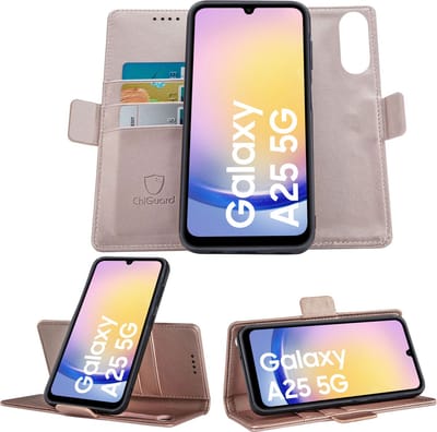 Geschikt voor Samsung Galaxy A25 - Book Case Hoesje - Uitneembaar Hoesje - Magnetische Sluiting - Portemonnee Rose