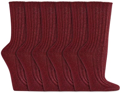 Wollen sokken | Biologisch | Plate naden | Kleur: Rood | Maat: Diverse maten | 6 paar