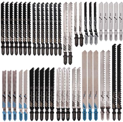 Ynkkvre – Lames de scie sauteuse – 48-delige T-schacht zaagbladen set – HCS/HSS – met opbergkoffer – geschikt voor hout, kunststof en metaal