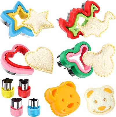 Sandwichsnijders voor Kinderen - Sandwich Cutters en Sealer 9 stuks - Sandwich Crimpers - Cookie Cutters Set met Groente en Fruit Cutters voor Kinderen - Lunch Box