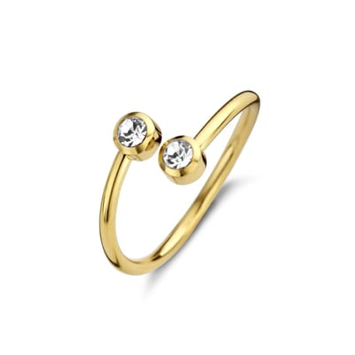 CO88 Collection Ring Dames - Staal - Zirkonia - Maat 56 - Goudkleurig - 8CR-10025-56