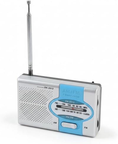 Draagbare Radio - AM FM Ontvanger - Muziek Luisteren - Hoofdtelefoon Aansluiting - 11 x 6 x 3 cm - Zilverblauw