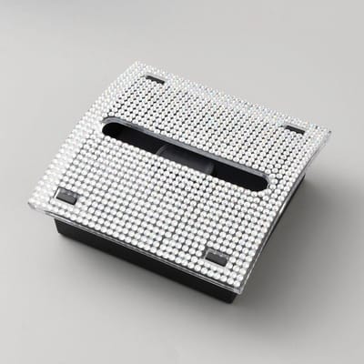 BRENZOOS- Notitiehouder - Zelfklevende Notities Dispenser - Kunststof - Compact - 1 Stuk - 100 mm x 104 mm x 37,5 mm - Elegant Design met Strass-Steentjes - Notitiedispenser