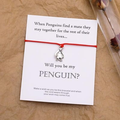 Pinguïn Wensarmband Pinguïn Bedel Vriendschapsarmband Pinguïn Krachtdier Armband Pinguïn Sieraden Voor Vrouwen Mannen Geliefde Cadeau rood