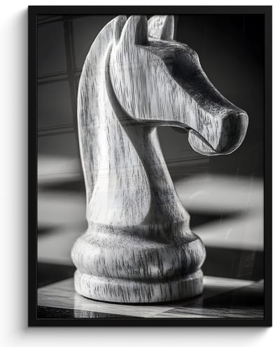 Poster in lijst - Fotolijst 50x70 cm - Posters - Paard - Hout - Schaalbord - Zwart - Posterlijst zwart - Decoratie - Wanddecoratie woonkamer - Muurdecoratie slaapkamer