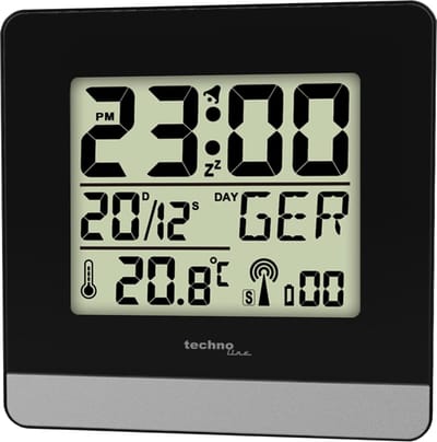 Technoline WT 260 - Wekker - Digitaaal - Radiogestuurde tijdsaanduiding - Datumaanduiding - 7 talen - Binnentemperatuur - Alarm - Snooze - Achtergrondverlichting - Zwart