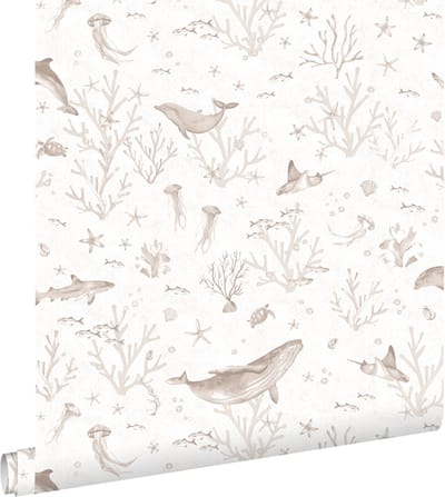 ESTAhome behang onderwaterwereld warm beige - 50 x 900 cm - 131256